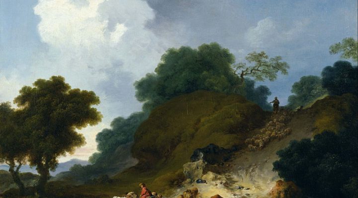 Landscape with Shepherds and Flock of Sheep Jean Honoré Fragonard
